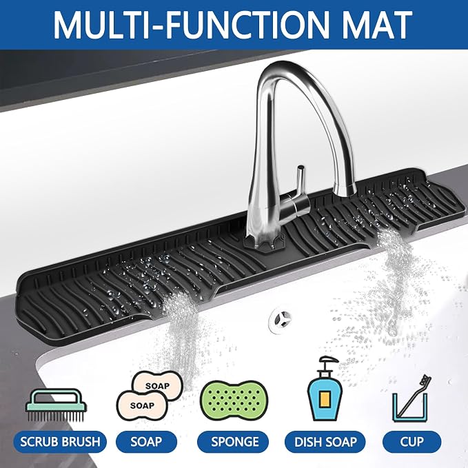 Kitchen Sink Splash Guard Gen2-30" x 6'' Silicone Sink Mat Splash Guard fit - Image 5