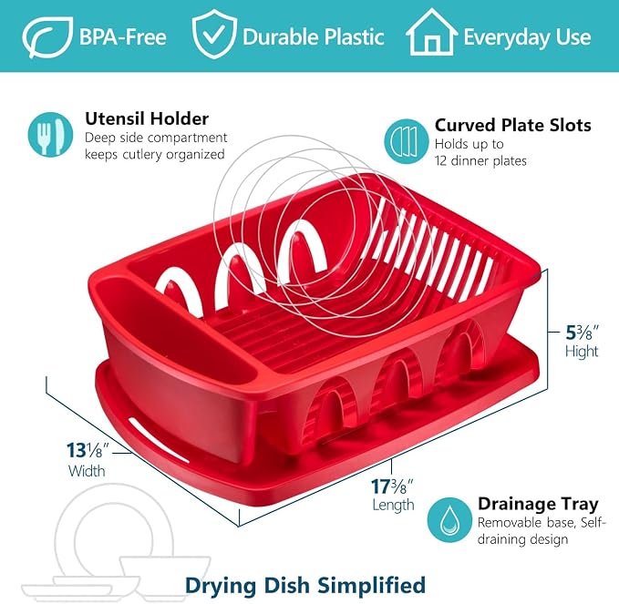 Tribello Sink Dish Drying Rack, Heavy Duty Hard Plastic Sink Set - Image 2