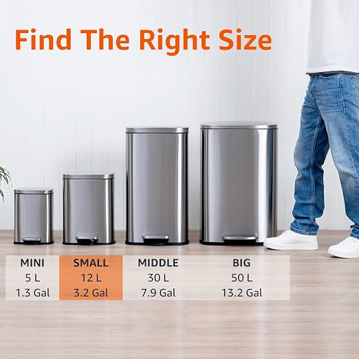 Amazon Basics SMALL Trash Can, 3.1 Gallon, Smudge Resistant Rectangular Bin - Image 4