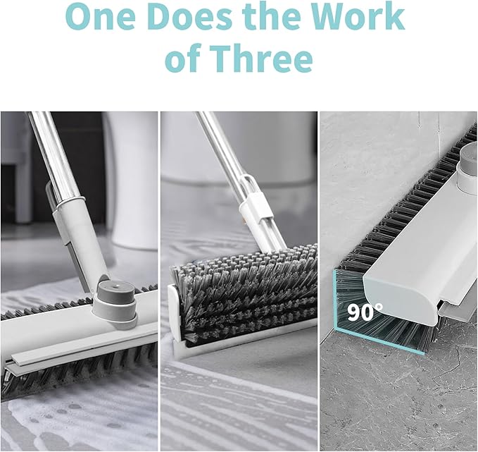 AIR U+ Floor Scrub Brush with Long Handle, 3-in-1 Rotating Head & Squeegee | - Image 3