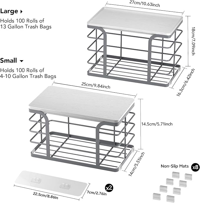 2 Pack Trash Bag Holder, Stackable Storage Kitchen Laundry Organizers - Image 2
