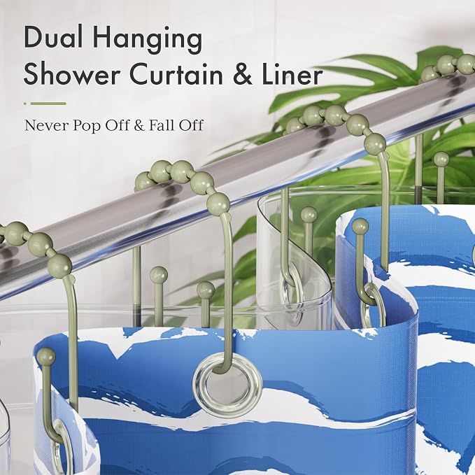 AmazerBath Sage Green Shower Curtain Hooks - Image 3