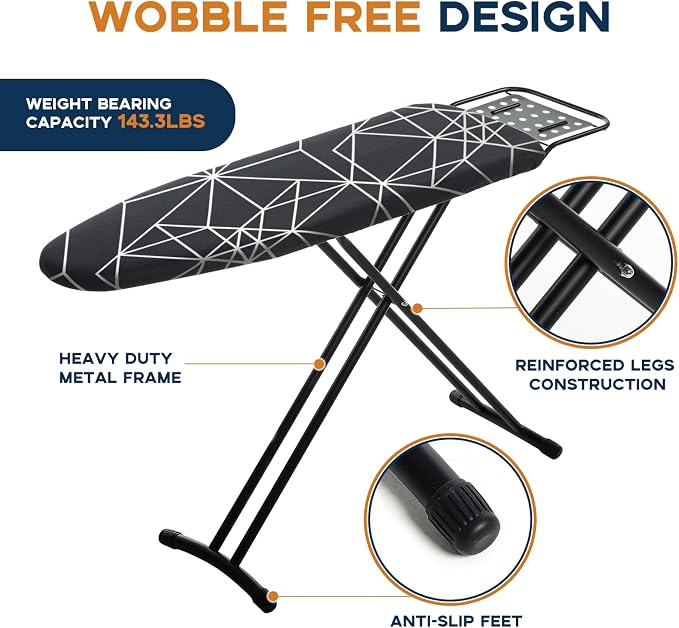 RAINHOL Ironing Board 43x13, Compact Full Size Iron Board Black - Image 5