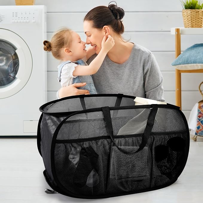 2 Pack Collapsible Laundry Baskets, Upgrade Pop Up Laundry Hamper - Image 2