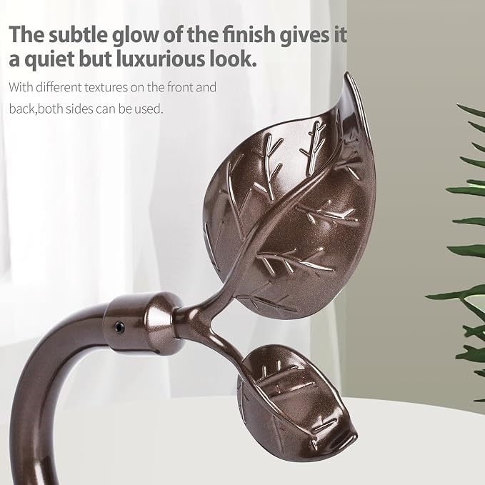 HIKMLK Leaf Shaped Curtain Tieback Holdbacks 2pcs, Handmade Metal Curtain Side - Image 2