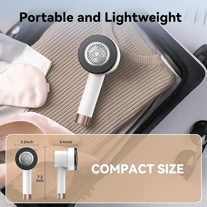 Rechargeable Fabric Shaver, 6-Leaf Blades, LED Display, 3 Speeds | Portable - Image 6