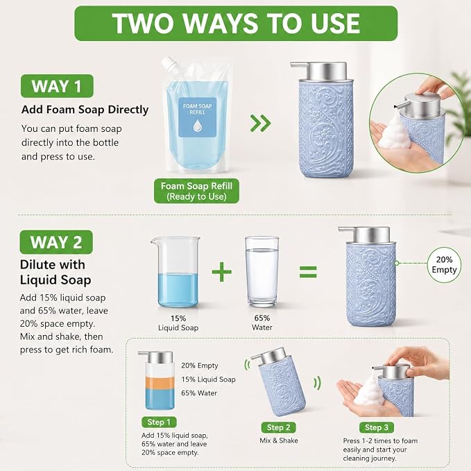 12OZ/350ML Ceramic Foaming Soap Dispenser Empty Hand Soap Dispenser Refillable - Image 3