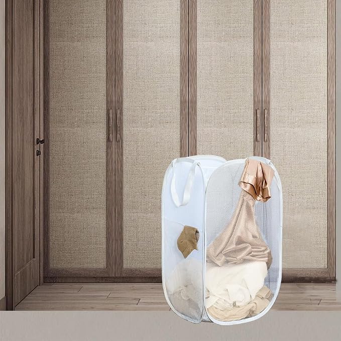 Pop Up Laundry Hamper, Reinforced Mesh Laundry Basket - Image 3