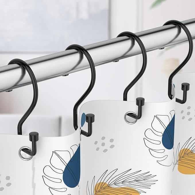 Goowin Shower Curtain Hooks, Rustproof Black Shower Curtain Rings, Kitchen - Image 2