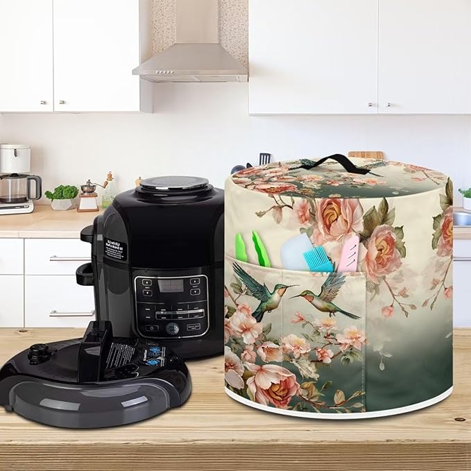 Hummingbird Pressure Cooker Cover with Storage Pocket Compatible with 8 10 Quart Instant Pot, Durable Rice Cooker Air Fryer Accessories, Waterproof Kitchen Appliances Dust Cover