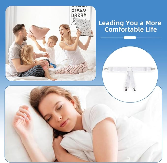 4PCS Adjustable Bed Sheet Holders, Elastic Mattress Sheet Fasteners Holder - Image 5