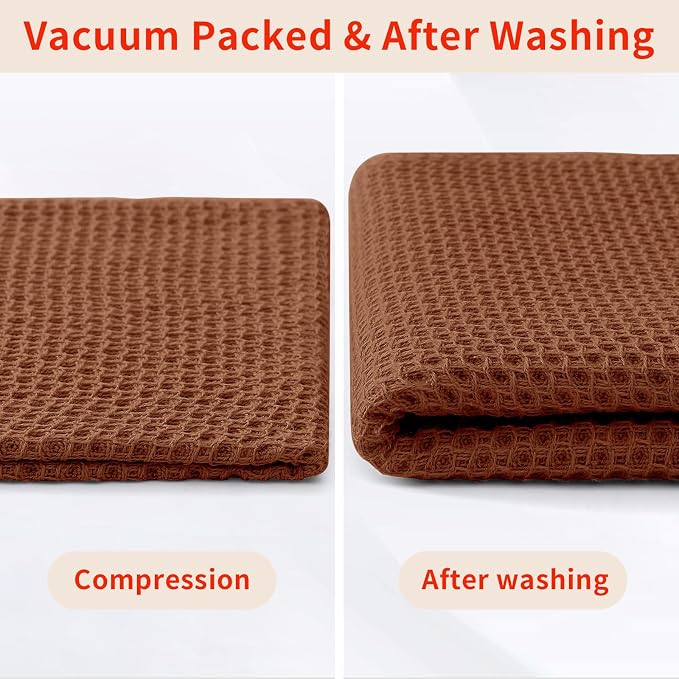 Homaxy 100% Cotton Waffle Weave Kitchen Dish Cloths 6-Pack, Caramel | 12 x 12 - Image 7