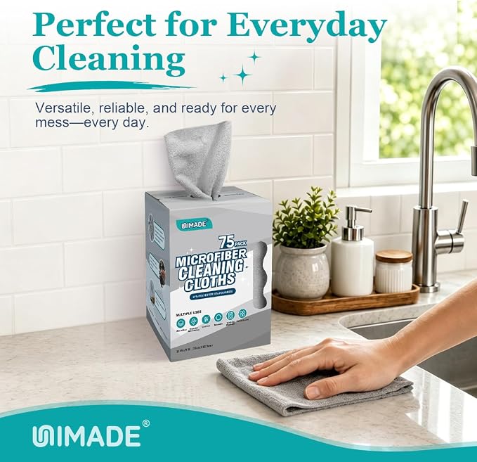 UNIMADE Microfiber Cleaning Cloth, 75 Sheets Microfiber Towels - Image 5