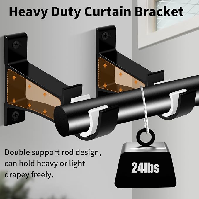 KOLAKO Curtain Rod Bracket, 12 Pack Heavy Duty Holders, Drapery Rod Support - Image 4