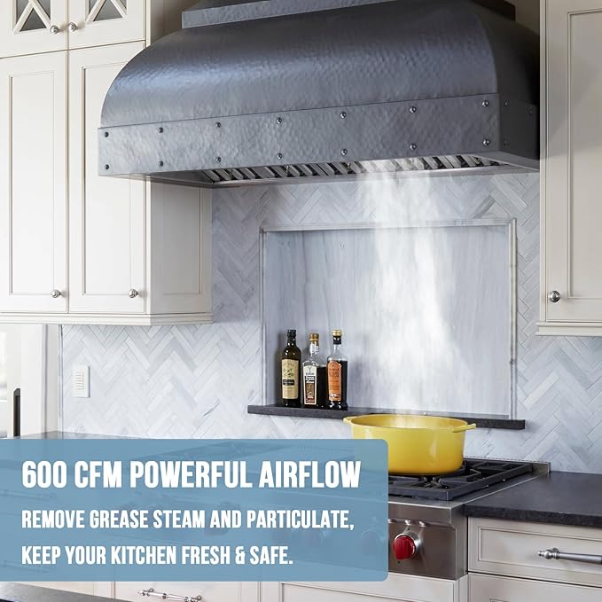 Akicon Range Hood Insert 30 Inch, 600 CFM Ultra Quiet Stainless Steel Ducted Insert, Built-in Kitchen Vent Hood with Dimmable LED Lights and Dishwasher Safe Filters