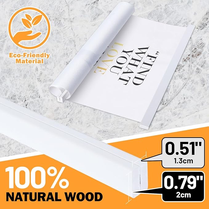 9x12 9x24 9x13 Poster Frame, Magnetic Light Wood Wooden Frame Hanger for Photo Picutre Canvas Artwork Art Print Wall Hanging (1 Pack, 9", White)