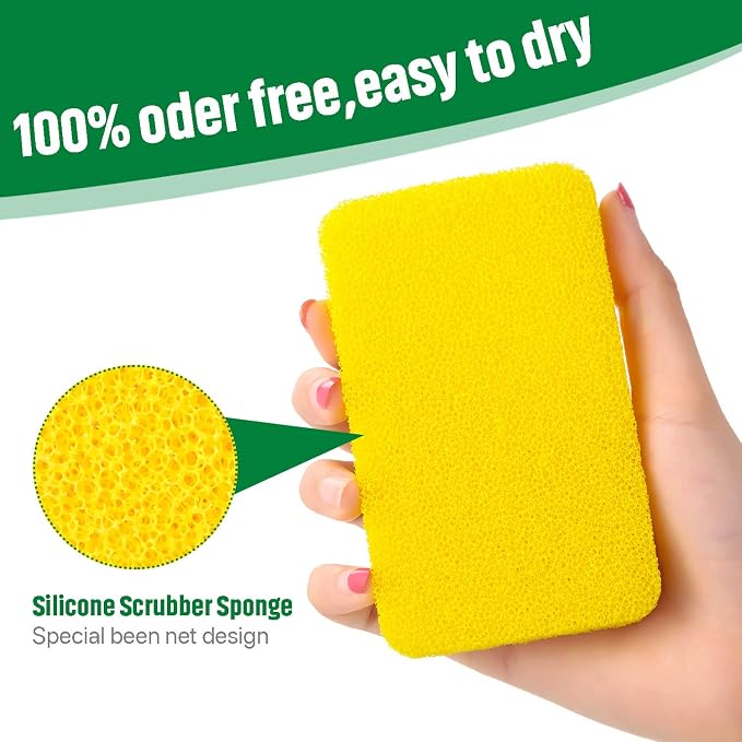Patelai 10 Pcs Silicone Sponge for Dishes, Kitchen Silicone Dish Scrubber | - Image 2