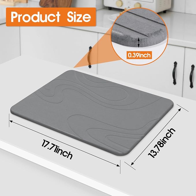 Snuggery Stone Drying Mat for Kitchen Counter 18"x14" | Fast Absorption - Image 2