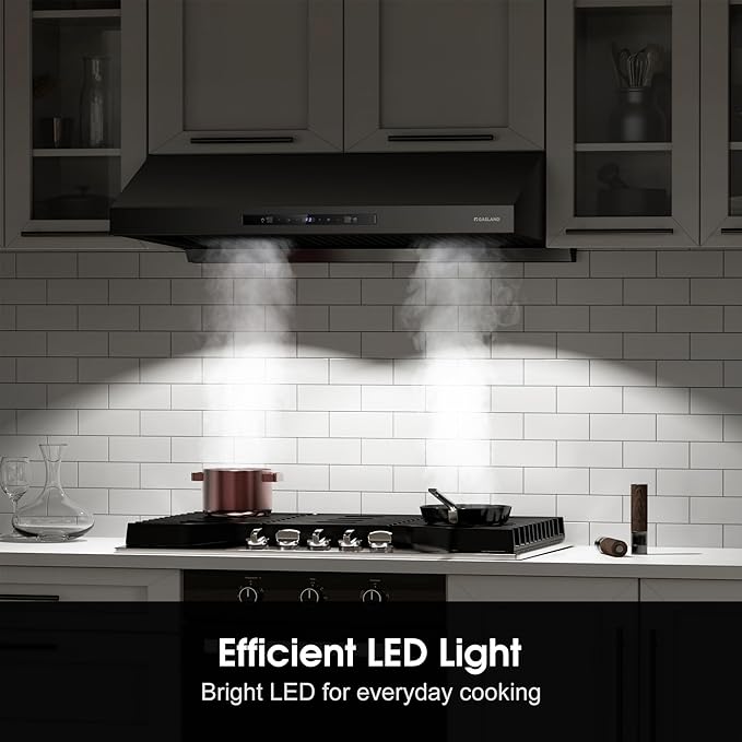 GASLAND Master 36 Inch Under Cabinet Range Hood, Matte Black, 700 CFM for Heavy-Duty Cooking Kitchen Exhaust Fan, 3-speed Powerful Stove Vent Hood 67dB, Three Filters Vent Hood with 5000K LED light