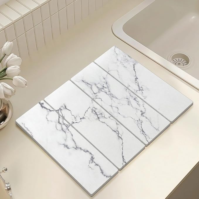 Large Stone Drying Mat for Kitchen Counter, Water-Absorbent Marble Diatomaceous - Image 2