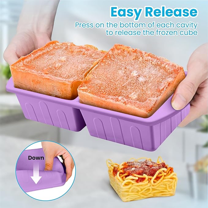 2 Pack Silicone Freezer Trays With Lid For Easy Storage Silicone Soup Freezer Molds 2 Cup ，Perfect For ice cube tray Freezing Broth Sauces Store Leftovers , Leakproof, Easy Release Dishwasher Safe