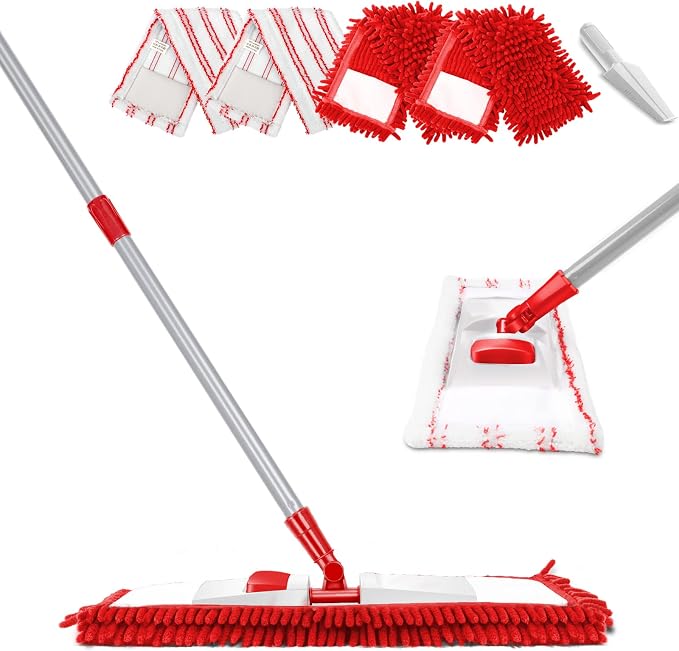 Microfiber Mop for Floor Cleaning, Flat Dust Mop for Home and Kitchen by MASTERTOP