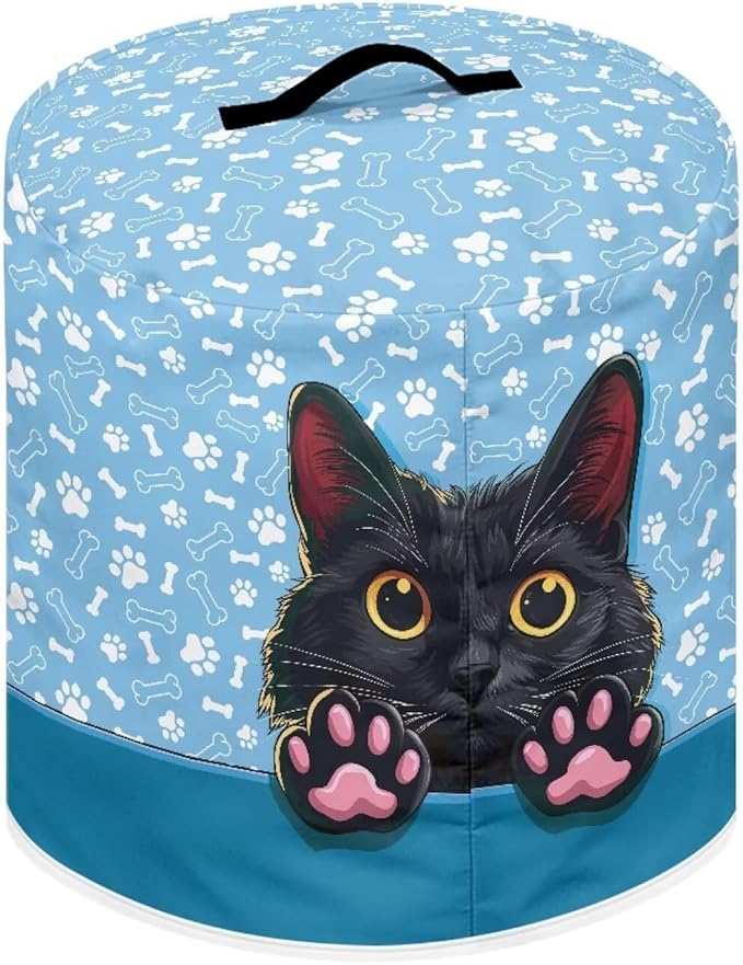 TODIYADDU Black Cat Paw Print Pressure Cooker Cover for Women Trendy Instant Pot Cover with Top Handle and Pocket Kitchen Appliance Cover Dust Cover for 3 Quart Instant Pot and Extra Presents, L