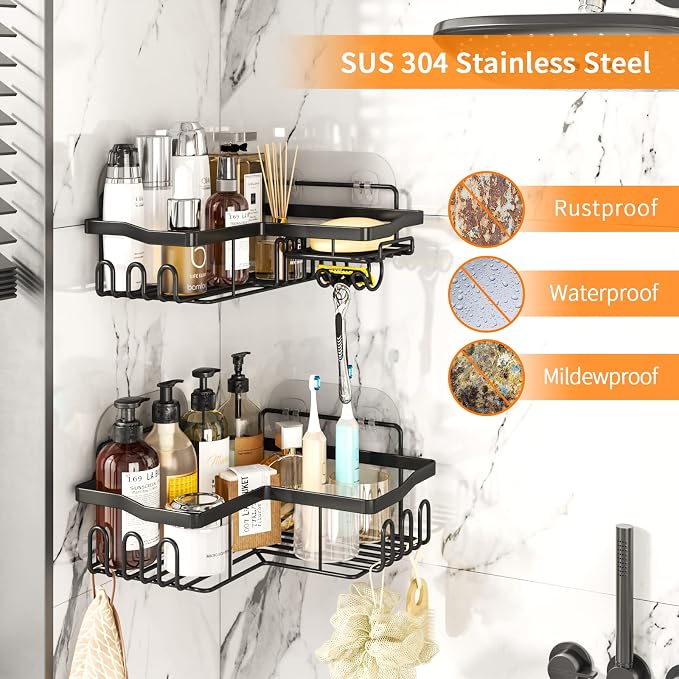 Corner Shower Caddy with Soap Holder, 2 Pack Stainless Steel Corner Shower - Image 3