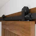 CCJH 7.5FT Sliding Barn Door Hardware Kit, Heavy Duty, Smoothly and Silently, Easy to Install, Fit 45" Width Single Door Panel, T-Shaped Style Black