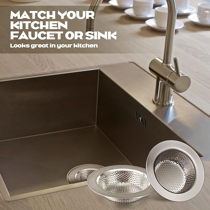 Retisee 2 Pcs Kitchen Sink Drain Strainer 4.4 Inch, Brushed Silver - Image 6
