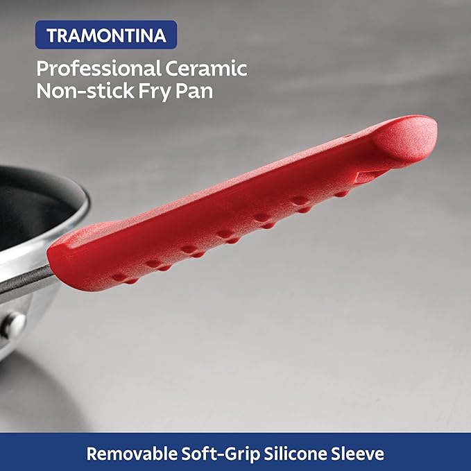 Tramontina Professional 12-Inch Ceramic Non Stick Large Frying Pan, Heavy-Gauge Aluminum Skillet with Ceramic Nonstick Coating, Dishwasher and Oven Safe, Black