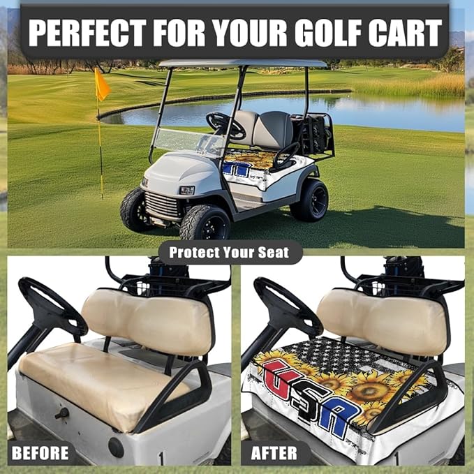 Golf Cart Seat Cover Cushion with Comfortable Microfiber Surface, Waterproof Layer and Secure Fit for Outdoor Golf Cart Use