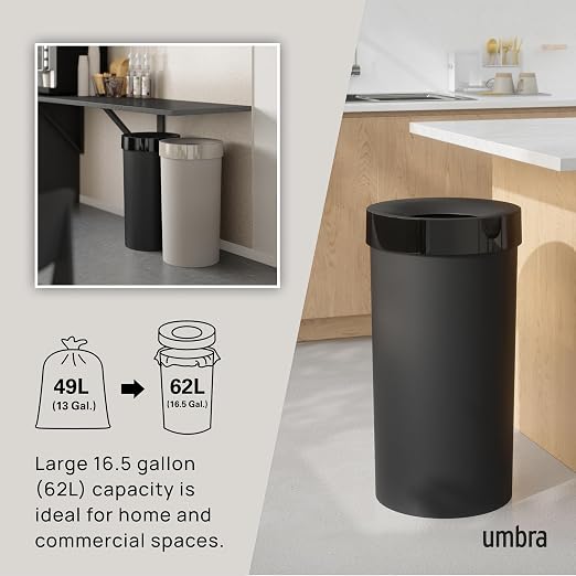 Umbra Vento Kitchen Trash Can, Open Top 16.5 Gallon Garbage Can - Image 5