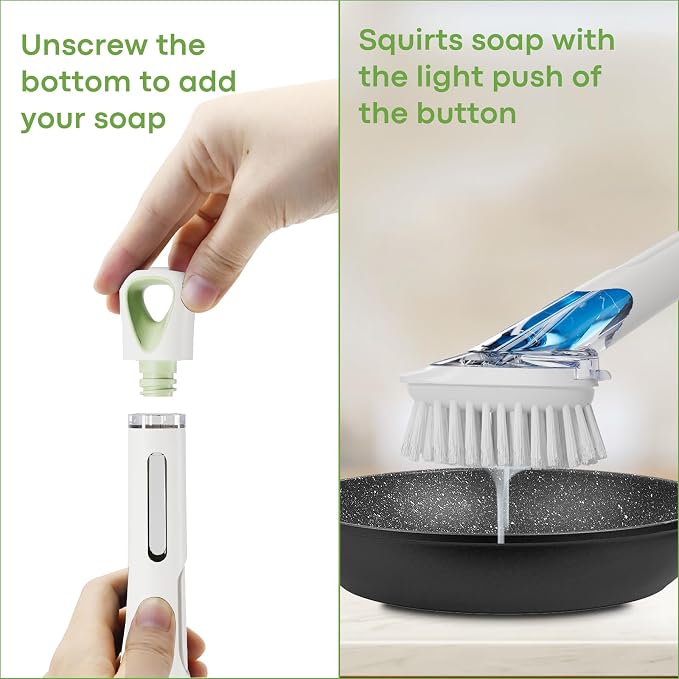 RIMAY Soap Dispensing Dish Brush Dish Scrubber - Image 4