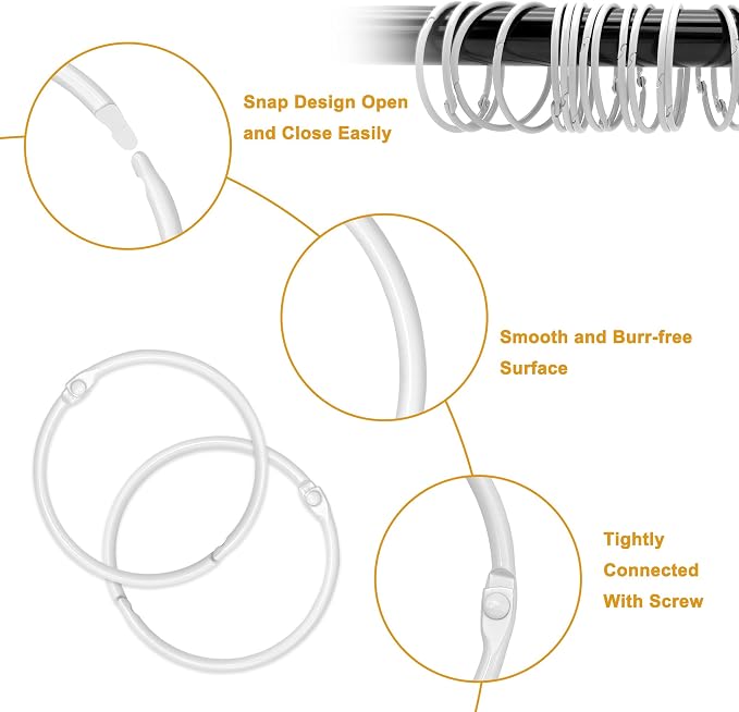Shower Curtain Hooks Rings, Glide Smoothly Round Shower Rings - Image 3