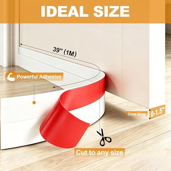 Under Door Draft Stopper, Strong Adhesive Door Bottom Sweep | Adjustable - Image 2