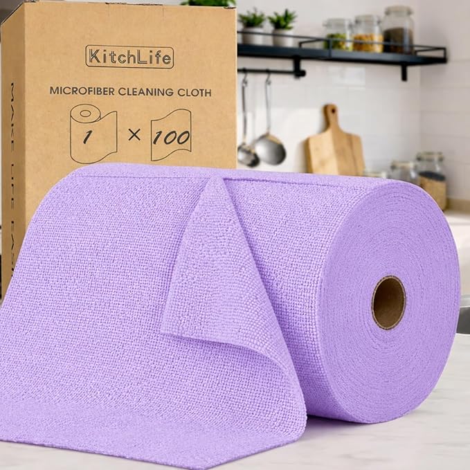 KitchLife Microfiber Cleaning Cloth Roll, 100 Pack by OverDoorHooksKitchenSupplies