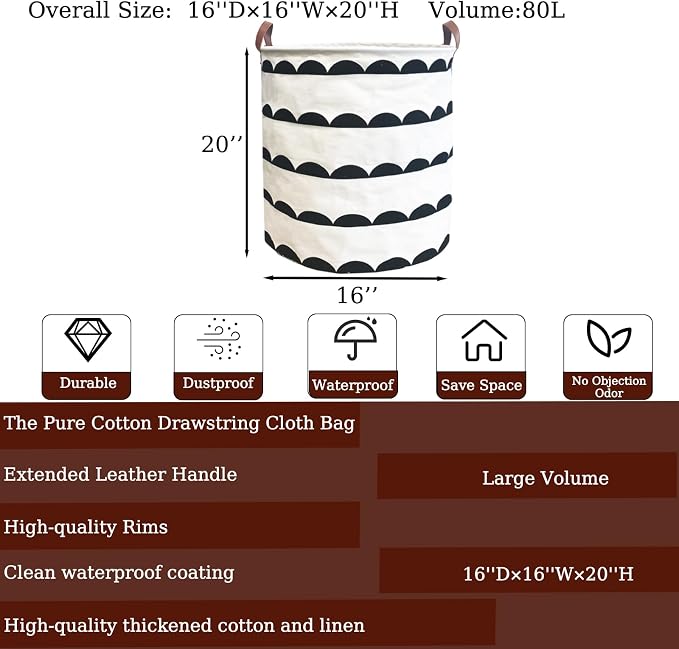 Waterproof Laundry Hamper Collapsible Laundry Basket Leather Handle Laundry Bag - Image 2