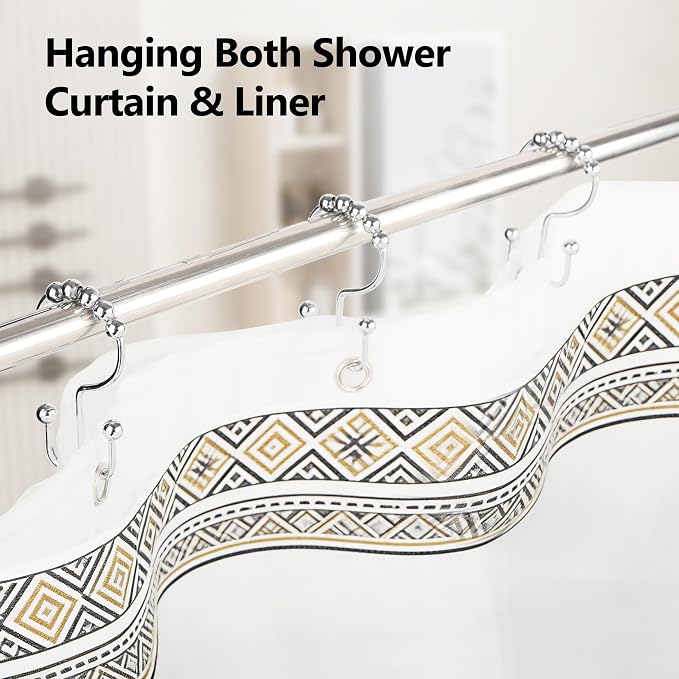 Resze 12PCS Shower Curtain Hooks, Metal Double Shower Curtain Rings - Image 7