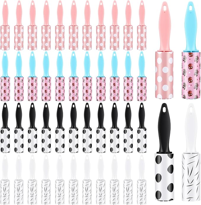 48 Pcs Bulk Mini Lint Roller for Pet Hair and Clothes Lint Roller Travel Size by MAQUITA
