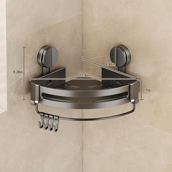 VOLPONE Corner Shower Caddy Suction Cup, 2 Pack Shower Shelves No Drilling - Image 2