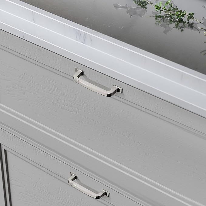 Khtumeware 10 Pack Polished Nickel Cabinet Pulls & Drawer Handles - 3-3/4 Inch, Kitchen Cabinet Hardware