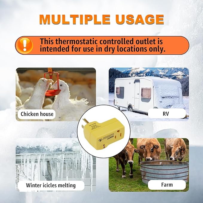 HEATIT ET-21 4-Piece Set Freeze Thermostatically Controlled Outlet On at 38F /Off at 50F