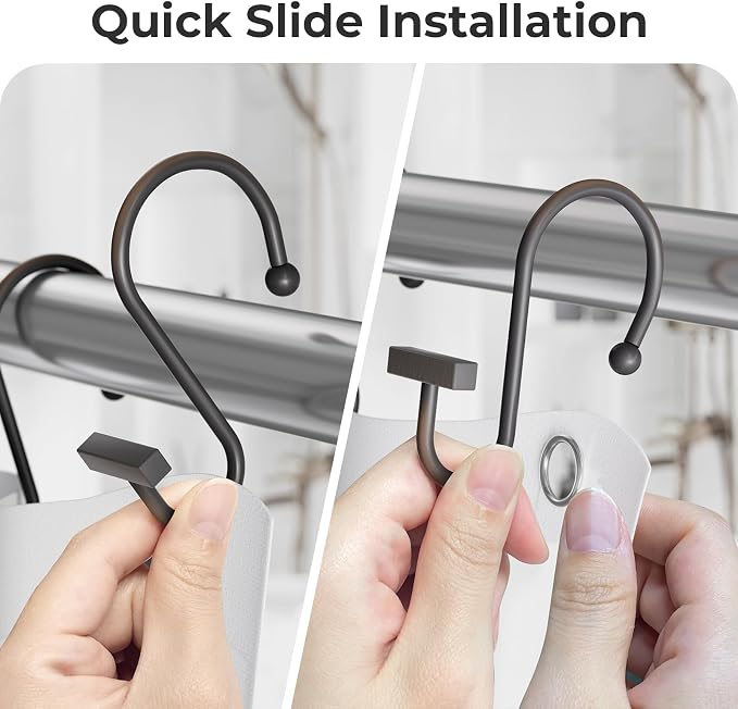 Bathway Shower Curtain Hooks, Shower Curtain Rings Rust Proof, T-Bar Design - Image 4