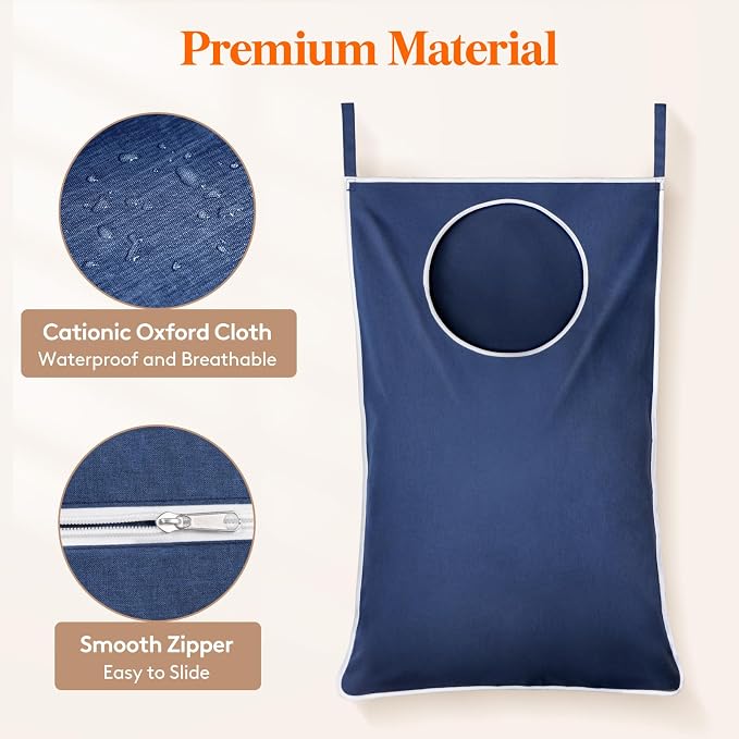Lifewit 1 Pack Over Door Laundry Hamper, Collapsible Hanging, Dark Blue - Image 6