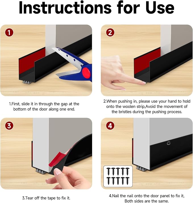 Weather Stripping Door Seal, 36” Length Cuttable Door Draft Stopper, Strong - Image 6