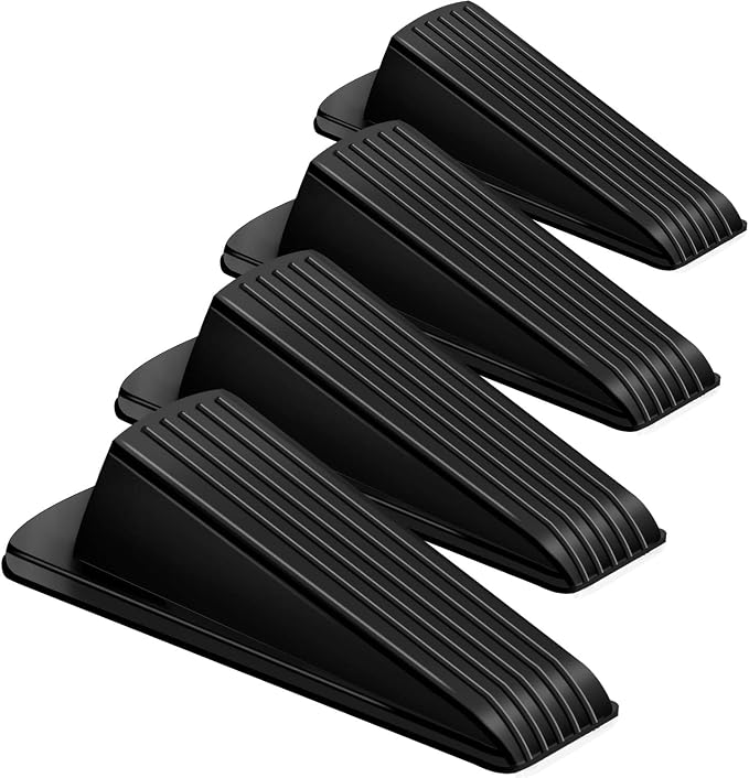Door Stoppers, 4 Pack Premium Rubber Stoppers Wedge, Stops by BHYTAKI