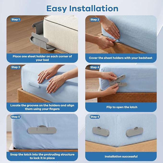 Bed Sheet Holders for Corners, New Upgrade Fitted Sheet Holder Keep Sheets Firm - Image 6