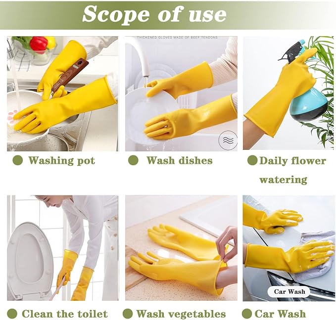 8 Pairs Reusable Household Cleaning Gloves, Rubber Kitchen Dishwashing Gloves - Image 5
