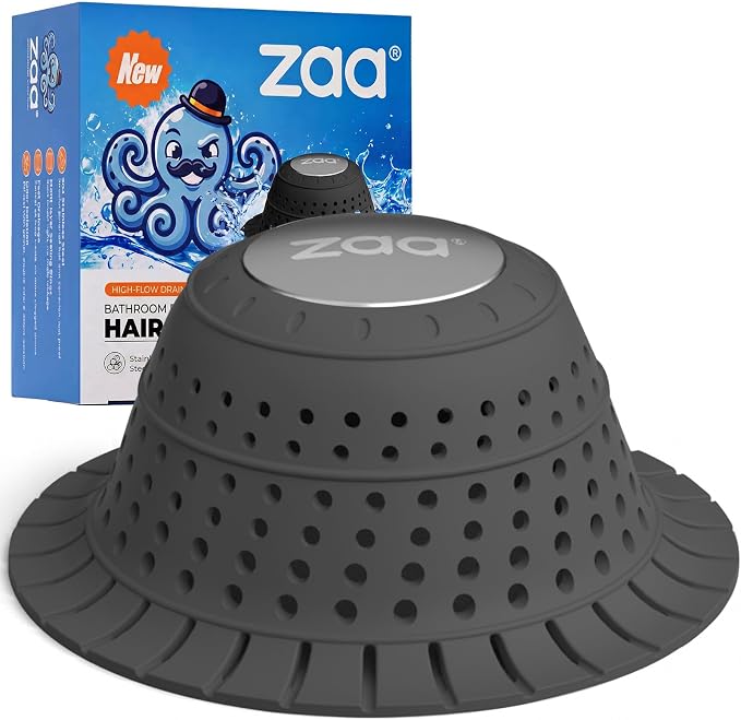 Shower Drain Hair Catcher Bathtub Drain Cover Strainer Protector | Black by zaa